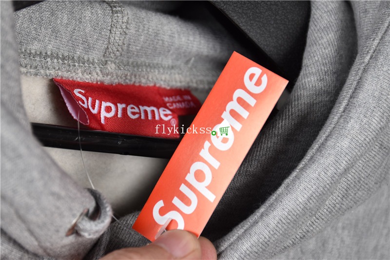 Supreme Grey Hoodie With Orange Box Logo